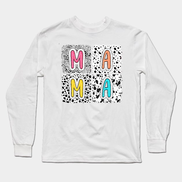 Boho Dalmatian Mama, Mama Doodle, Dalmatian Dots, Mothers Day, Mommy Long Sleeve T-Shirt by kumikoatara